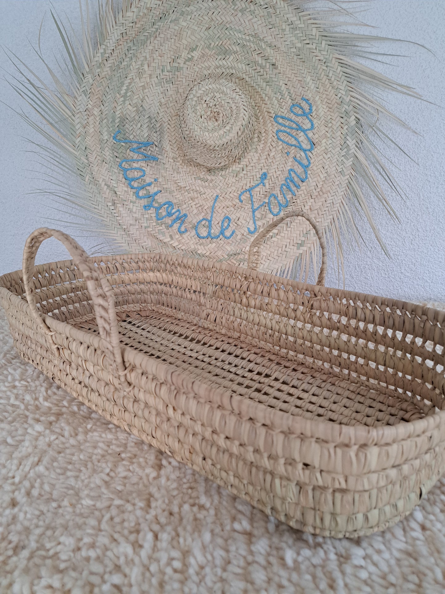 Panier à langer anses en doum Panier ovale matelas à langer