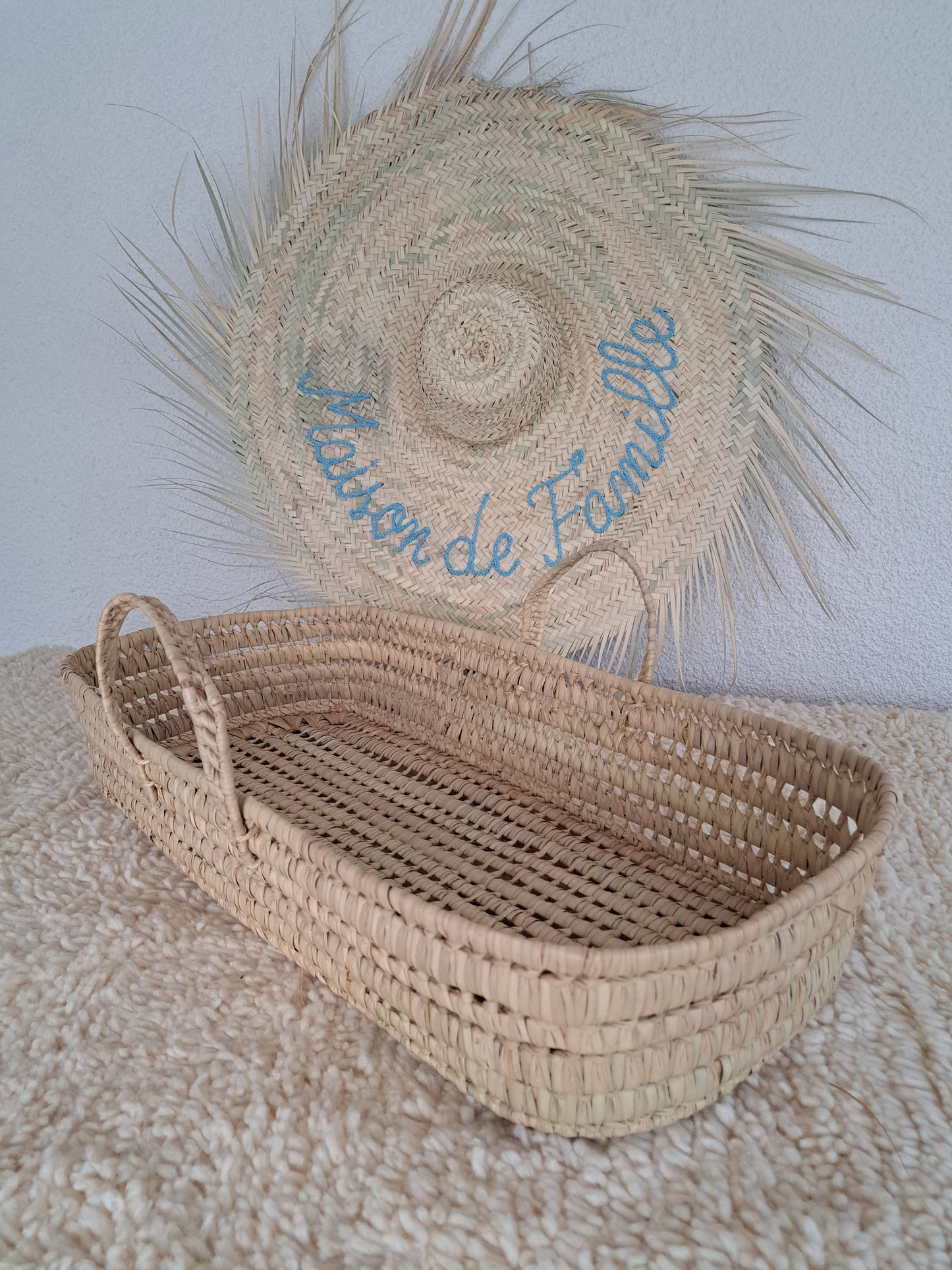 Panier à langer anses en doum Panier ovale matelas à langer