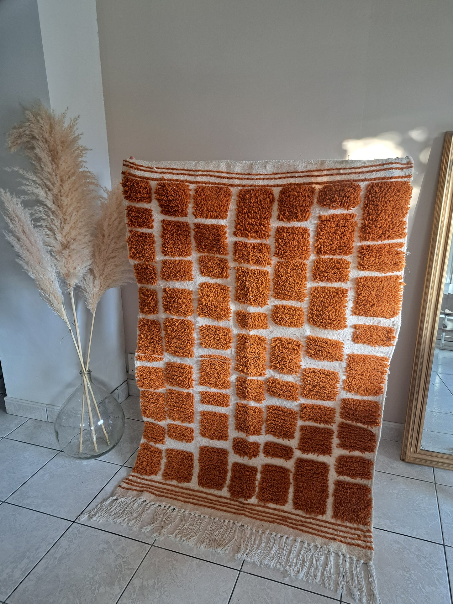 Tapis berbère coloré terracotta - Tapis authentique Beni ouarain