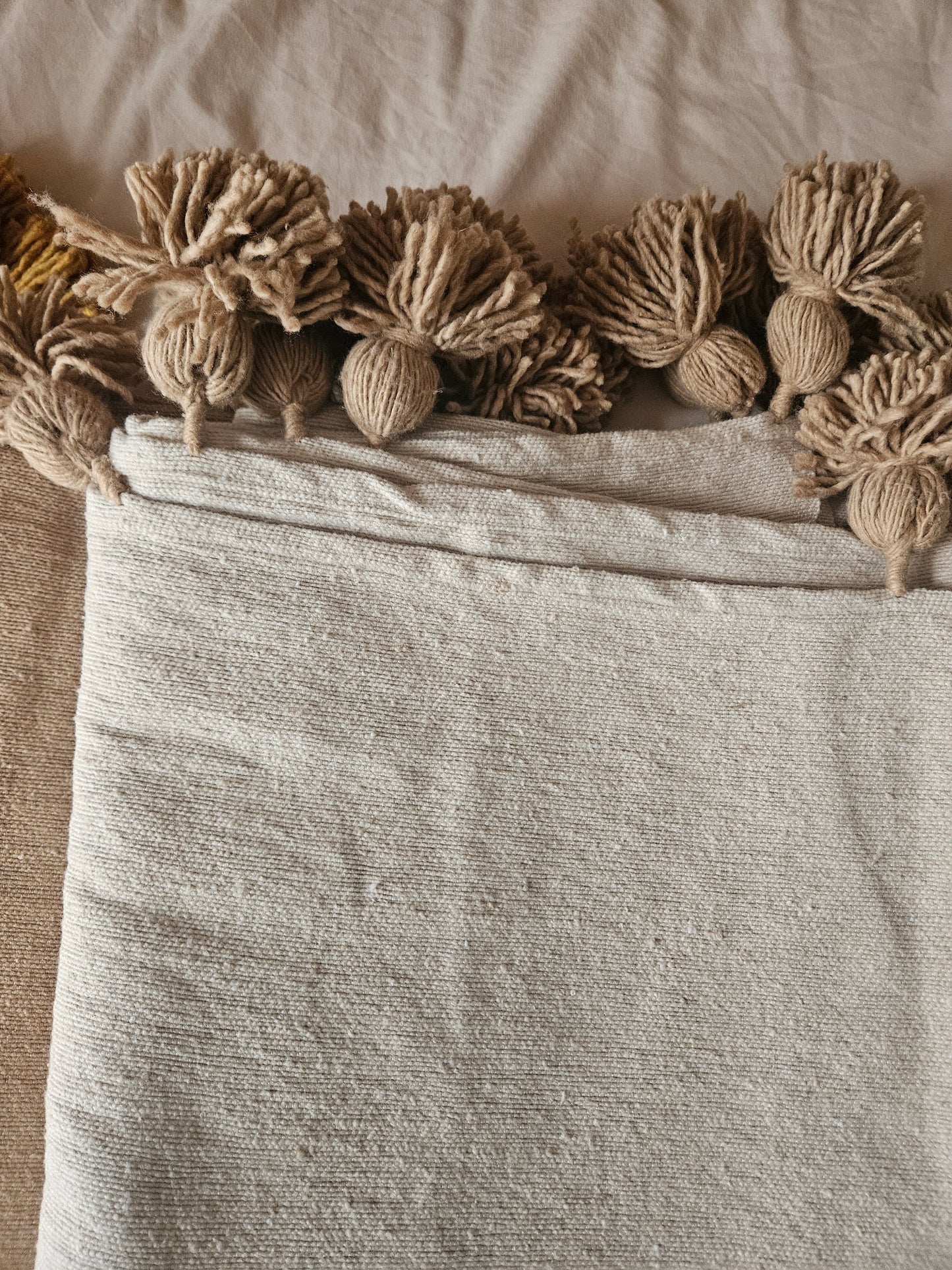 Plaid à pompons marocain en coton - Dessus de lit en coton