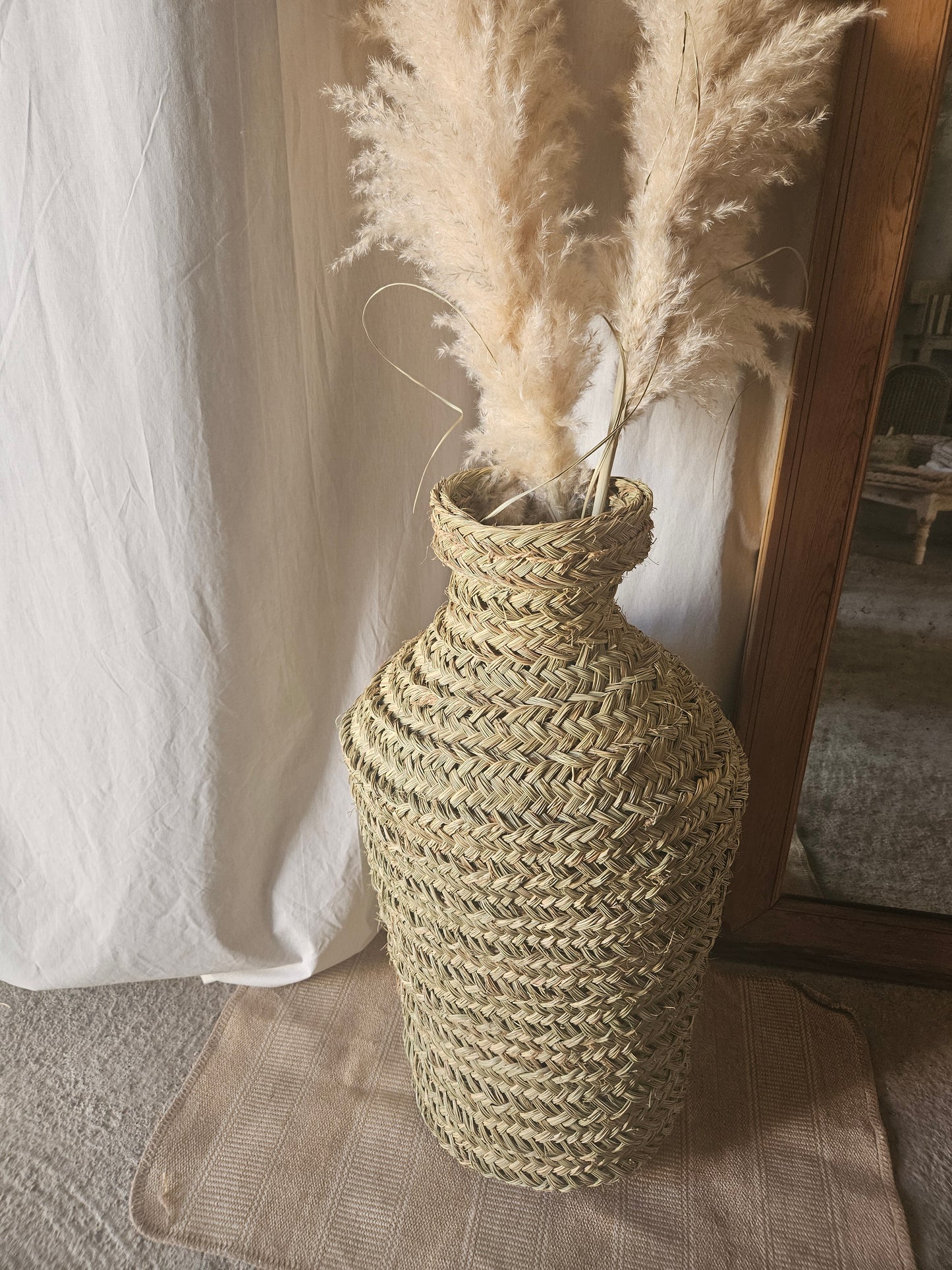 Jarre en doum tréssé artisanat marocain