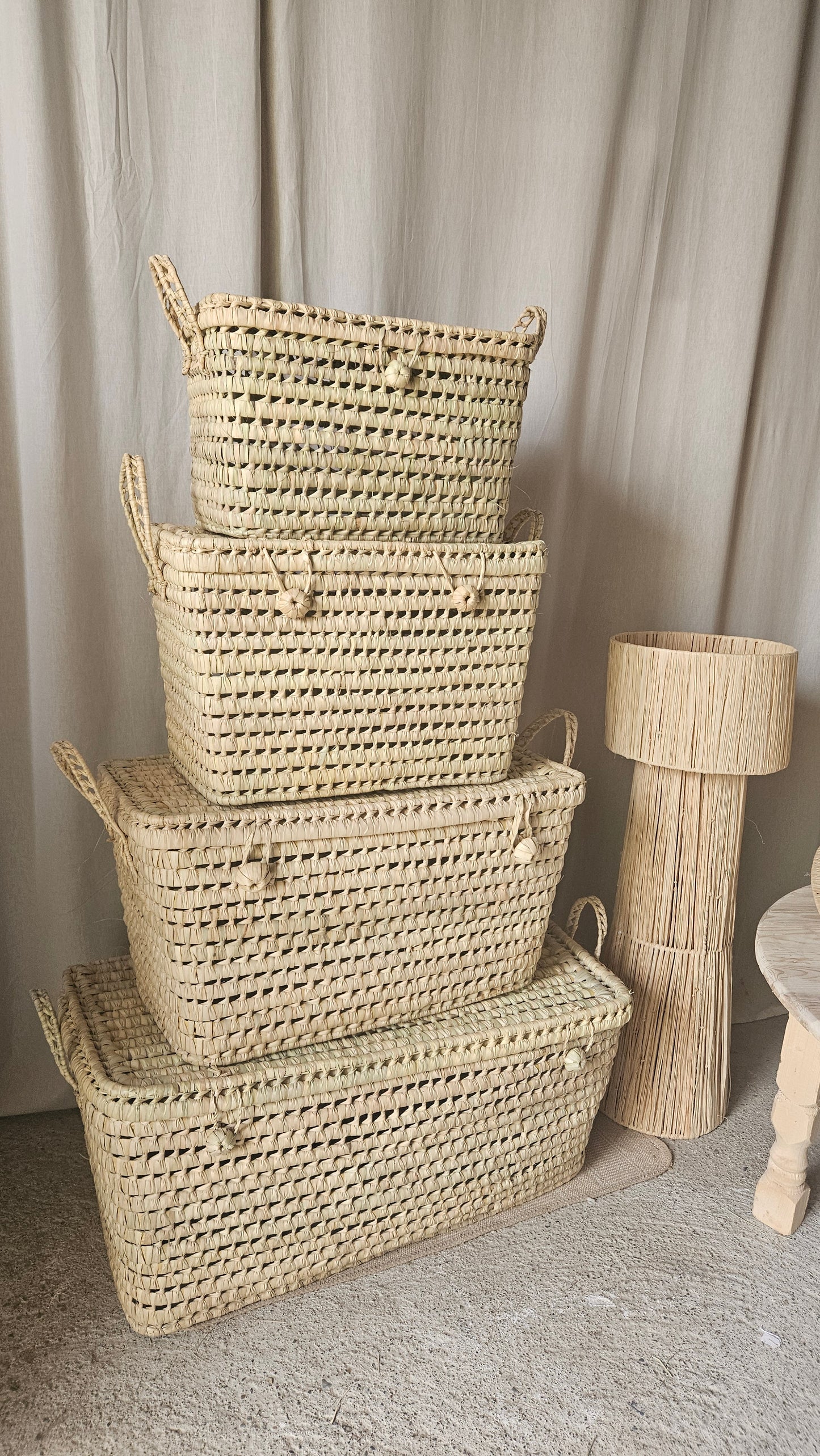 Malle en doum marocaine - Coffre de rangement en palmier