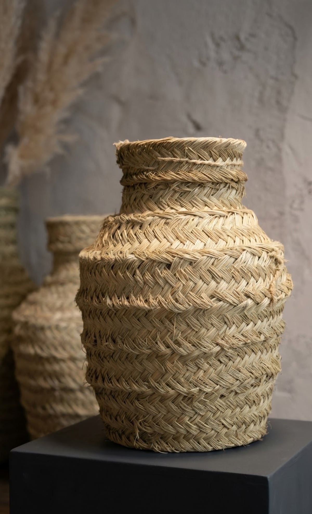 Jarre en doum tréssé artisanat marocain