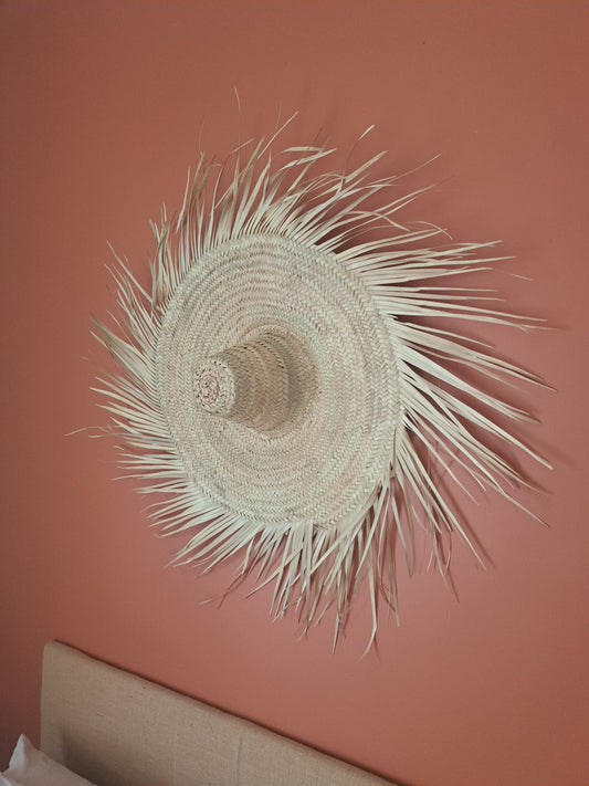 Chapeau de paille décoration murale - Chapeau marocain à franges