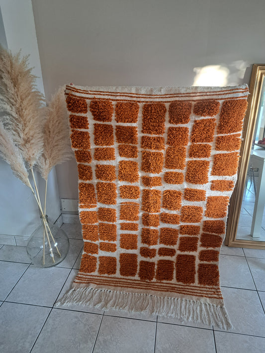 Tapis berbère coloré terracotta - Tapis authentique Beni ouarain