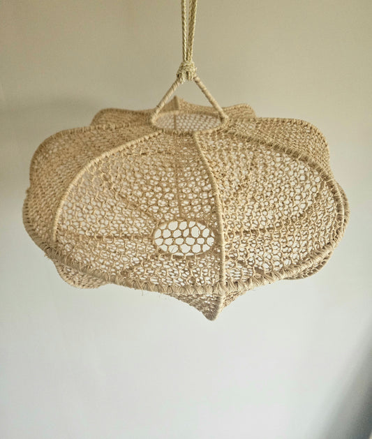 Suspension en raphia arrondie, nid d'abeille, luminaire deco, abat-jour en raphia