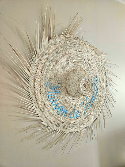 Chapeau de paille décoration murale - Chapeau marocain à franges
