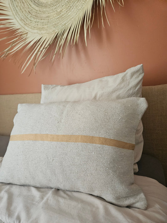 Housse de coussin en coton tissé à la main liseré coloré, Coussin berbère, Housse de coussin coton tendance