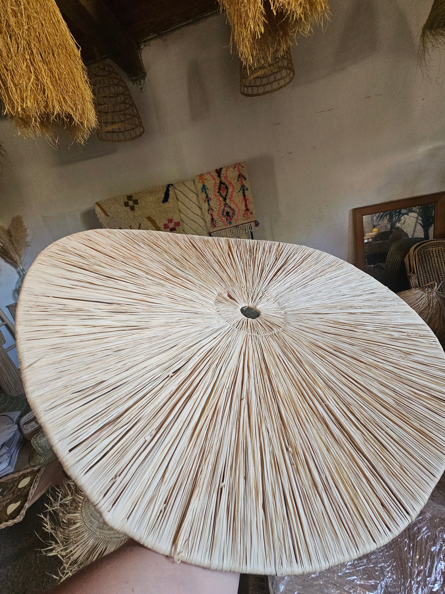 Suspension en raphia Pétale - Plafonnier plat en raphia