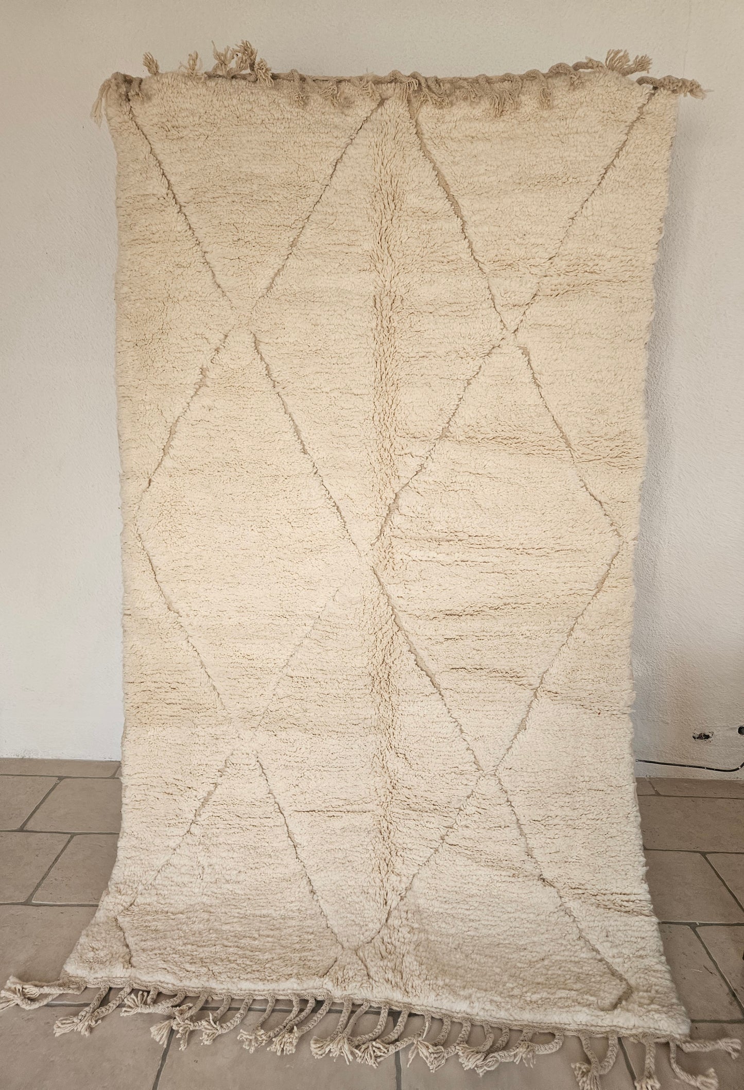 Tapis berbère Beni Ouarain losanges dans la trame Ecru naturel - Tapis Marocain