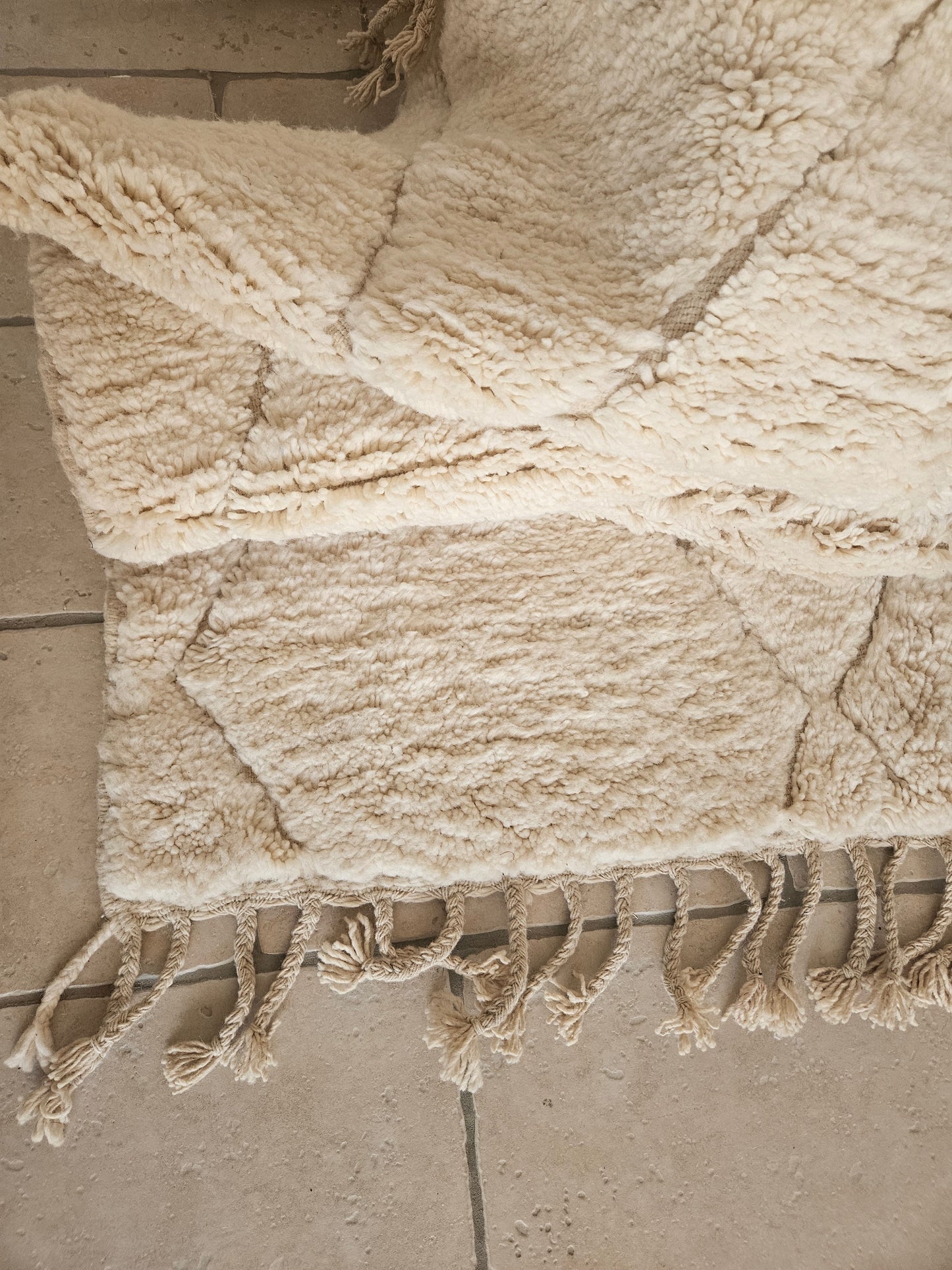 Tapis berbère Beni Ouarain losanges dans la trame Ecru naturel - Tapis Marocain