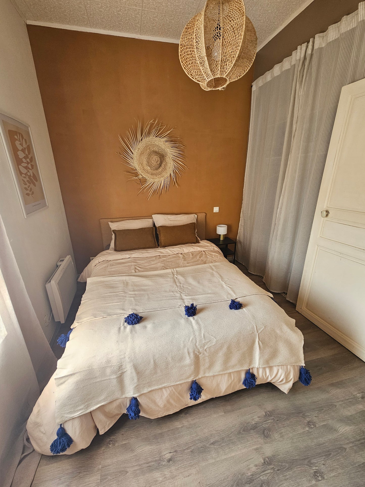 Plaid à pompons marocain en coton - Dessus de lit en coton