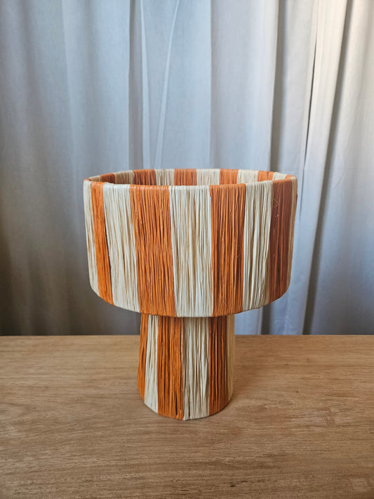 Lampe à poser en raphia naturel orange bicolore