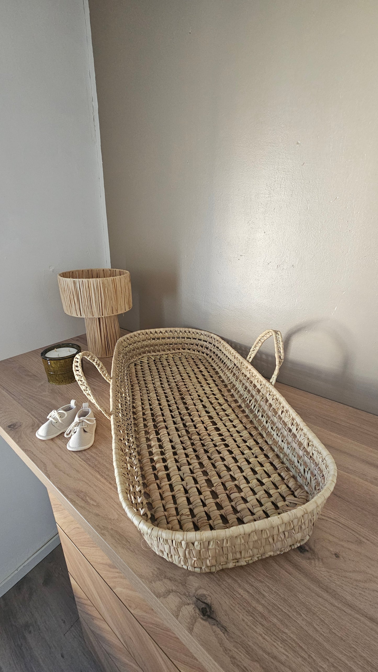Panier à langer anses en doum Panier ovale matelas à langer