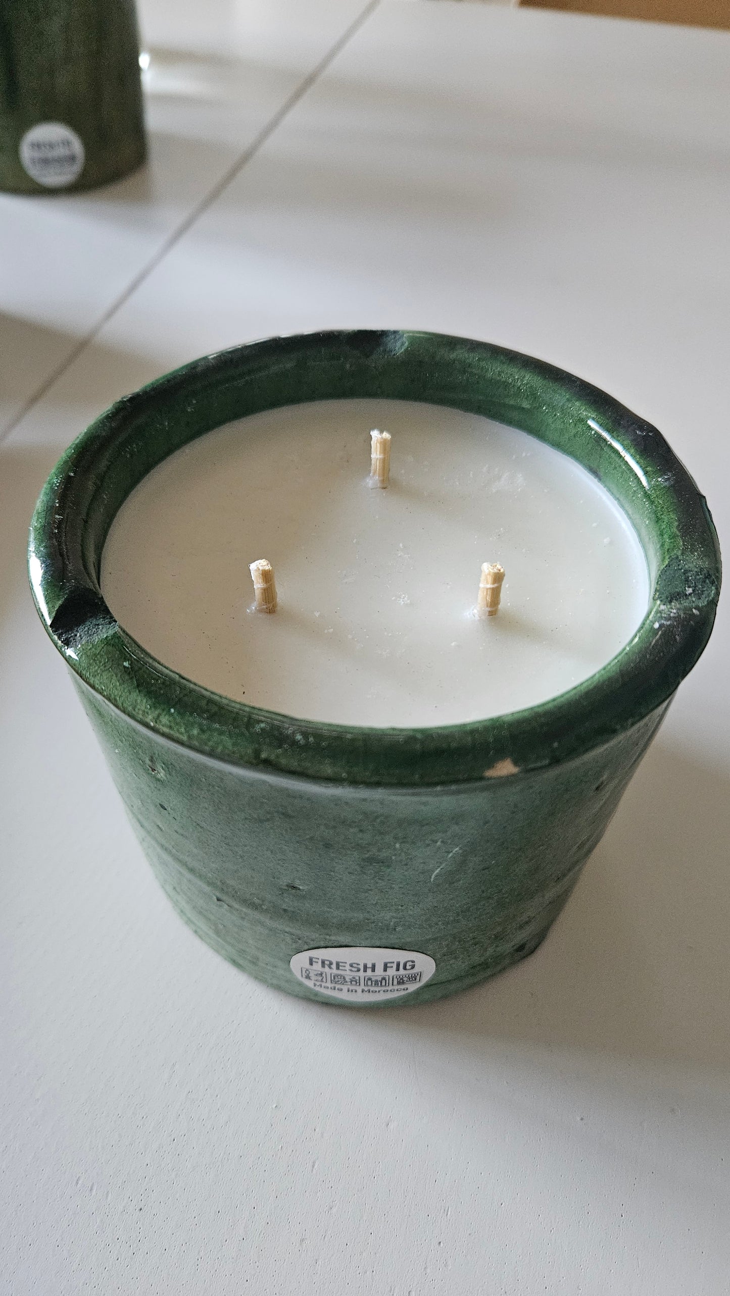 Bougie parfumée en poterie Tamegroute | Plusieurs senteurs : Fleur d'oranger, Figuier, Orientale