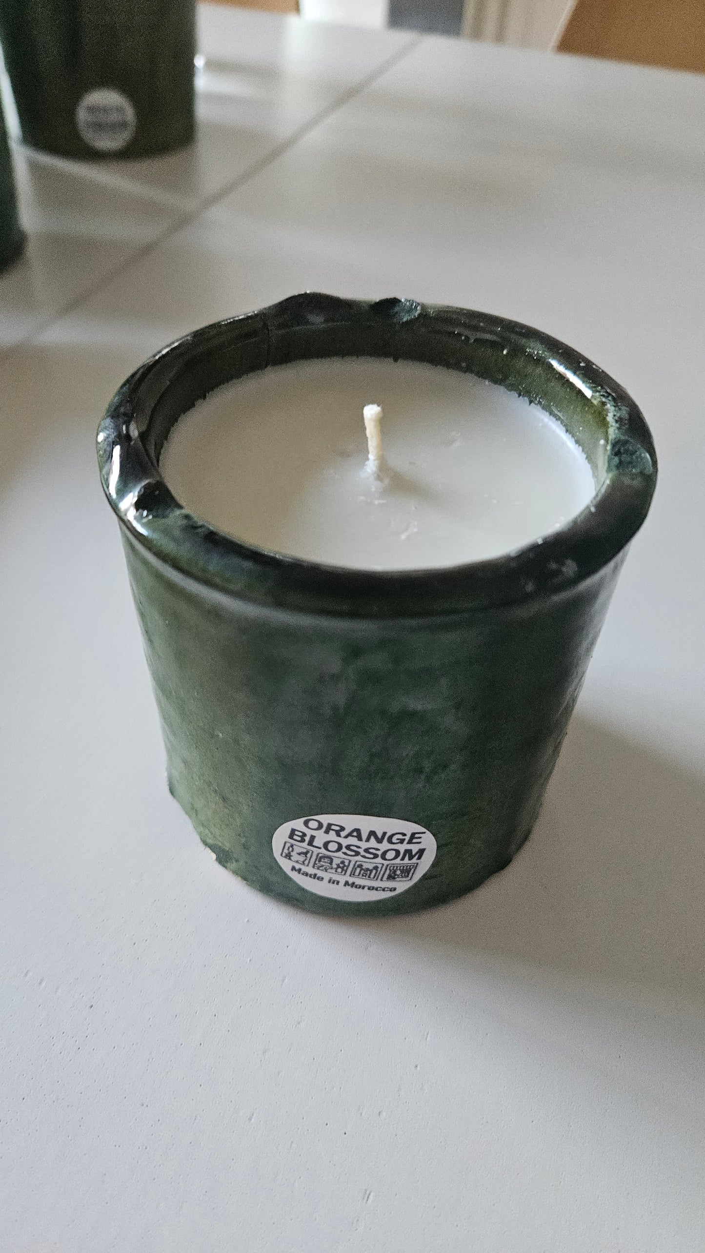 Bougie parfumée en poterie Tamegroute | Plusieurs senteurs : Fleur d'oranger, Figuier, Orientale