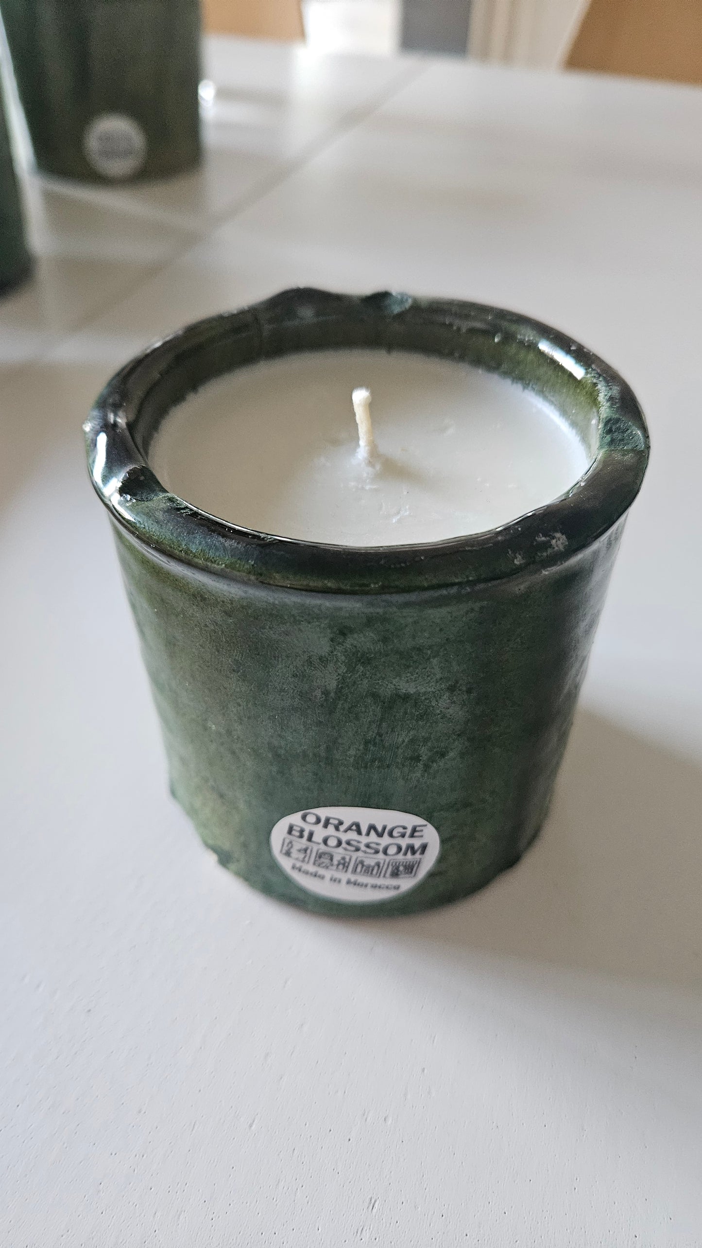 Bougie parfumée en poterie Tamegroute | Plusieurs senteurs : Fleur d'oranger, Figuier, Orientale