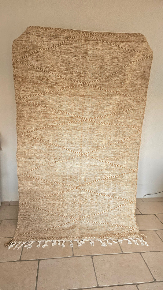 Tapis Zanafi en laine beige - Tapis berbère pour salle à manger, chambre, salon