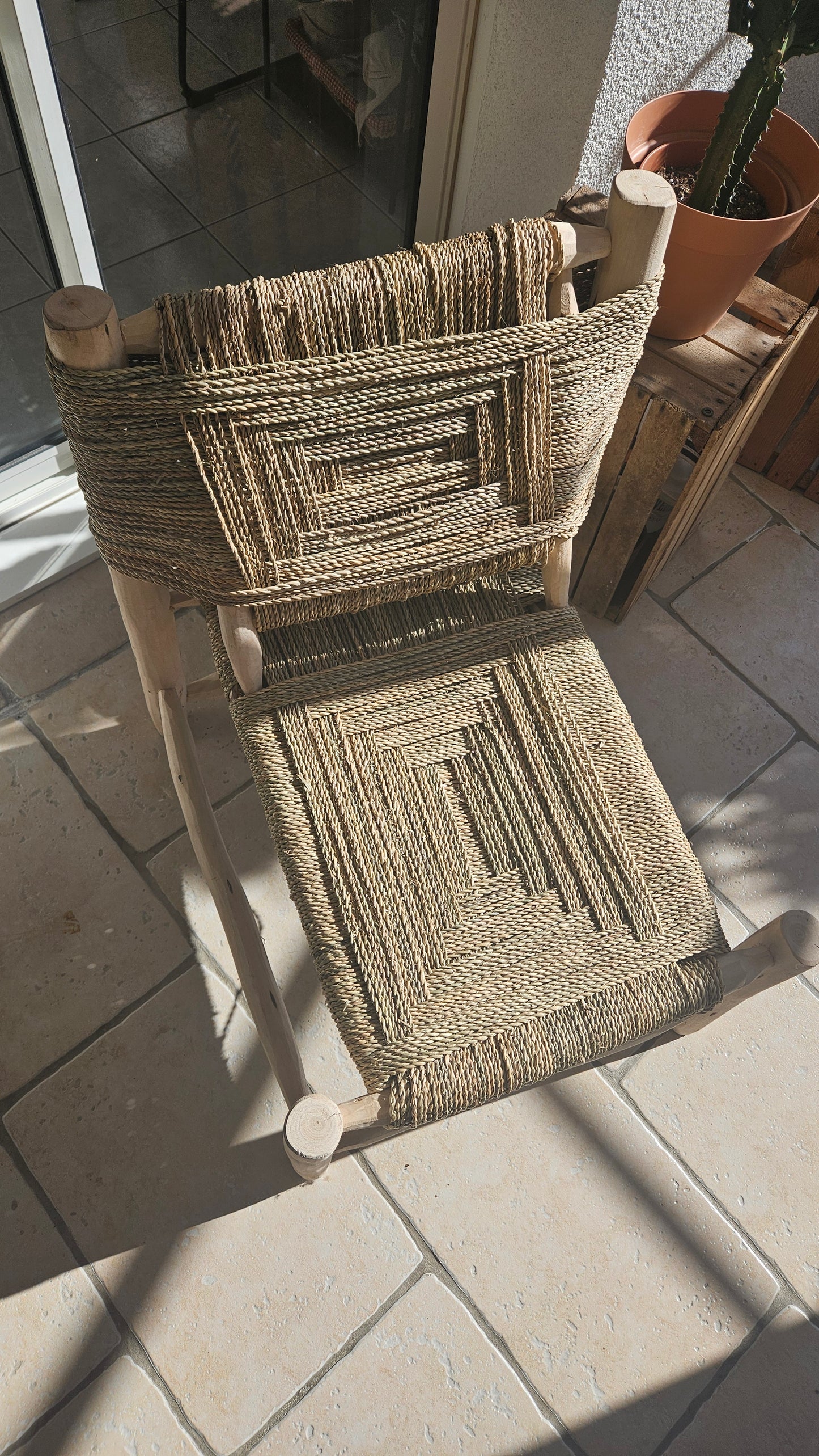 Fauteuil 3D en doum et bois d'eucalyptus - Fauteuil marocain naturel