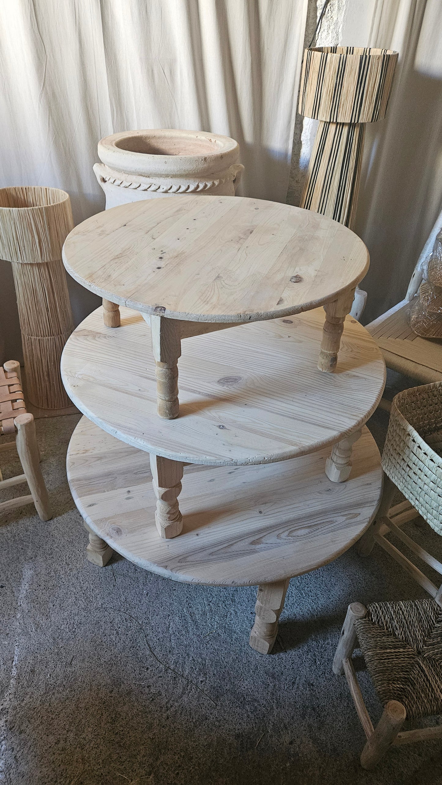 Table basse en bois brut marocaine - Table basse de salon