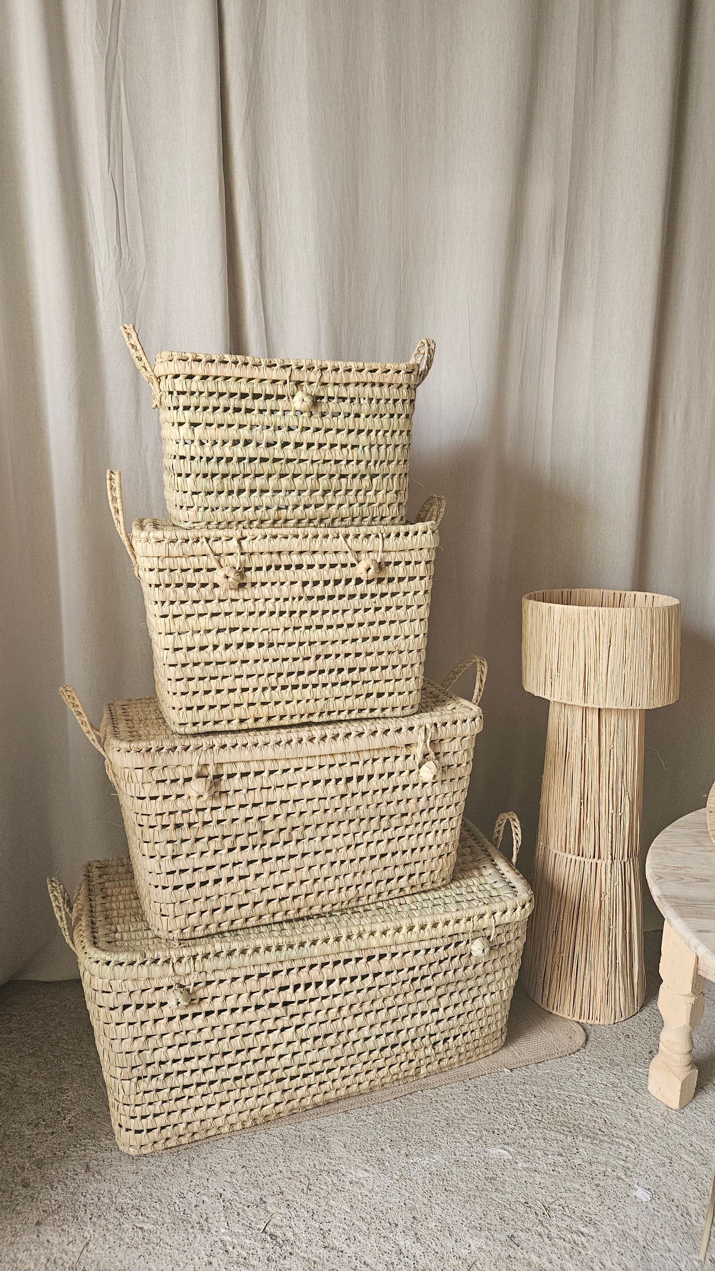 Malle en doum marocaine - Coffre de rangement en palmier