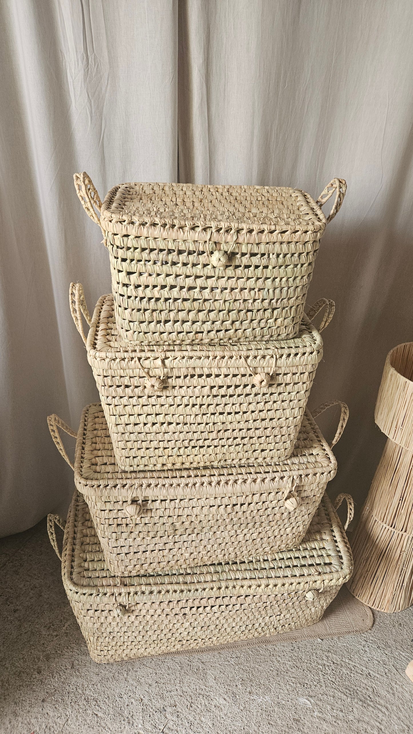 Malle en doum marocaine - Coffre de rangement en palmier