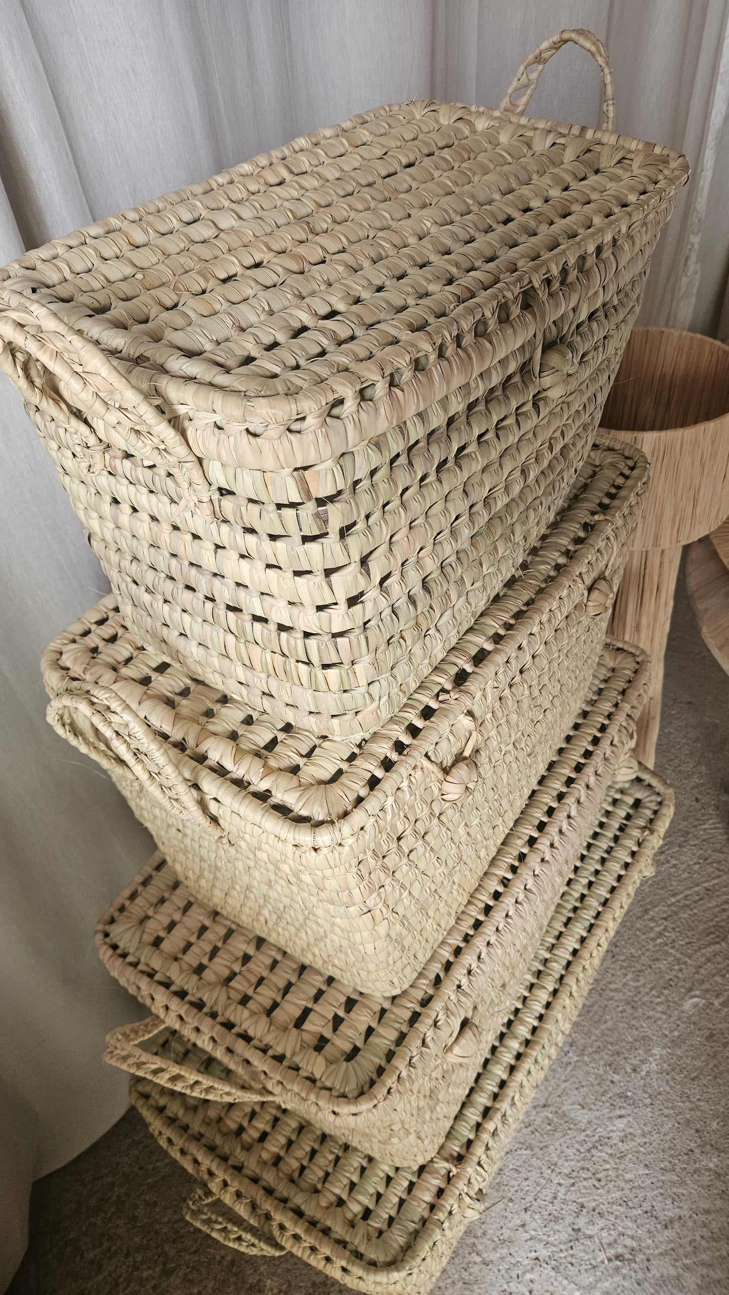 Malle en doum marocaine - Coffre de rangement en palmier