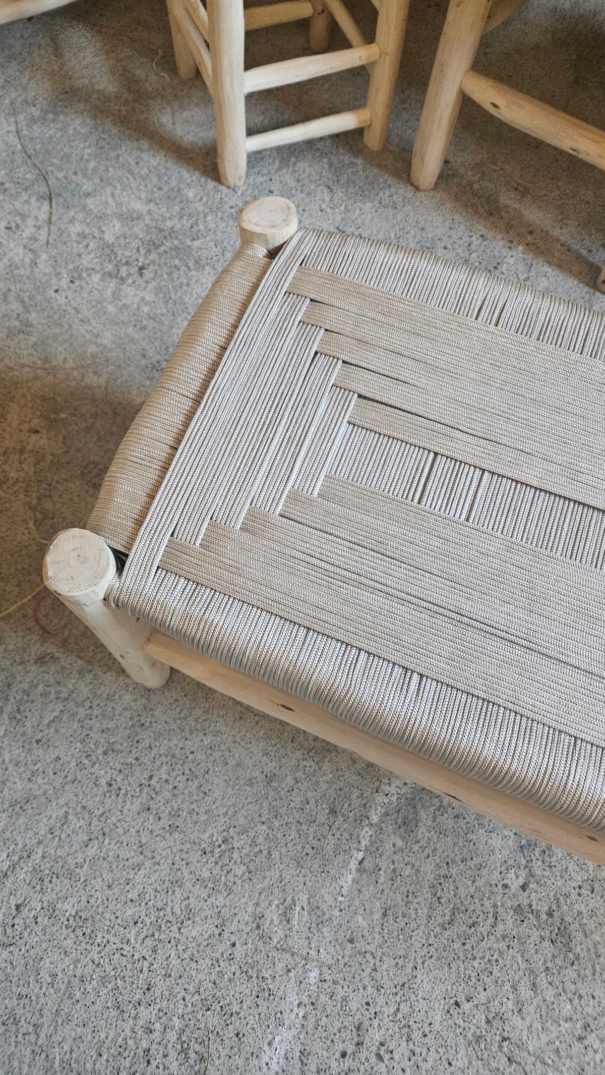 Banc marocain bois & corde de nylon beige - Banc d'intérieur ou extérieur