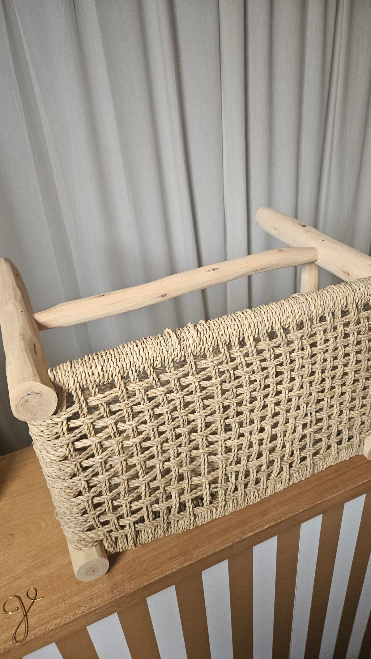 Petit banc marocain bois d'eucalyptus & corde de doum tressé - Banc d'intérieur et extérieur